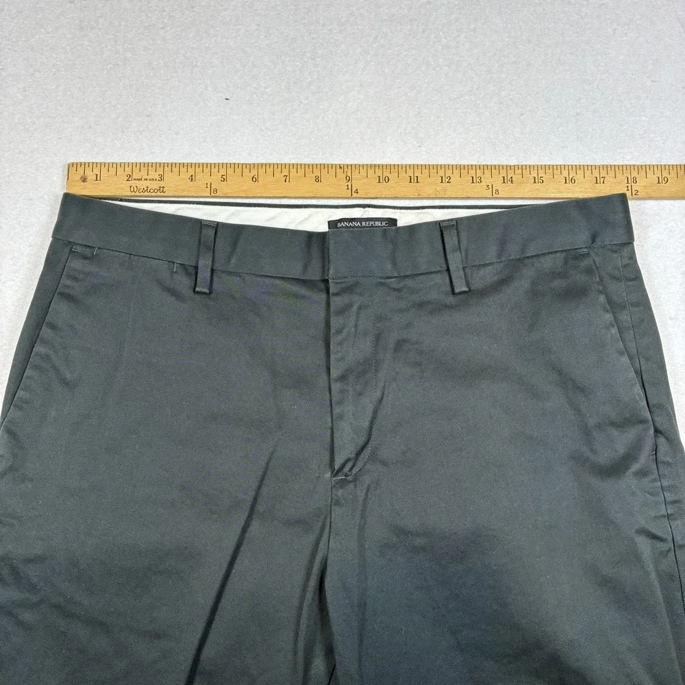 Banana Republic Aiden Chino Mens 36x29 Dark Forest Green Slim Preppy Stretch